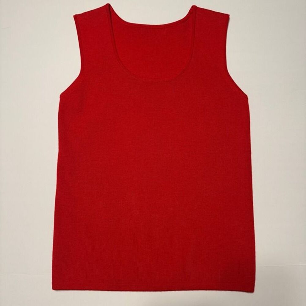 Women’s Red Knit Tank Top Sleeveless Sweater Shell Scoop Neck Pullover Vintage - Picture 3 of 4